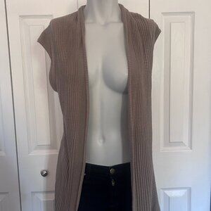 Croft & Barrow Taupe Ribbed Open Front Cardigan Vest Size Small